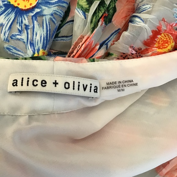 Alice + Olivia Trista Top Floral V Neck Velvet M - Picture 7 of 8